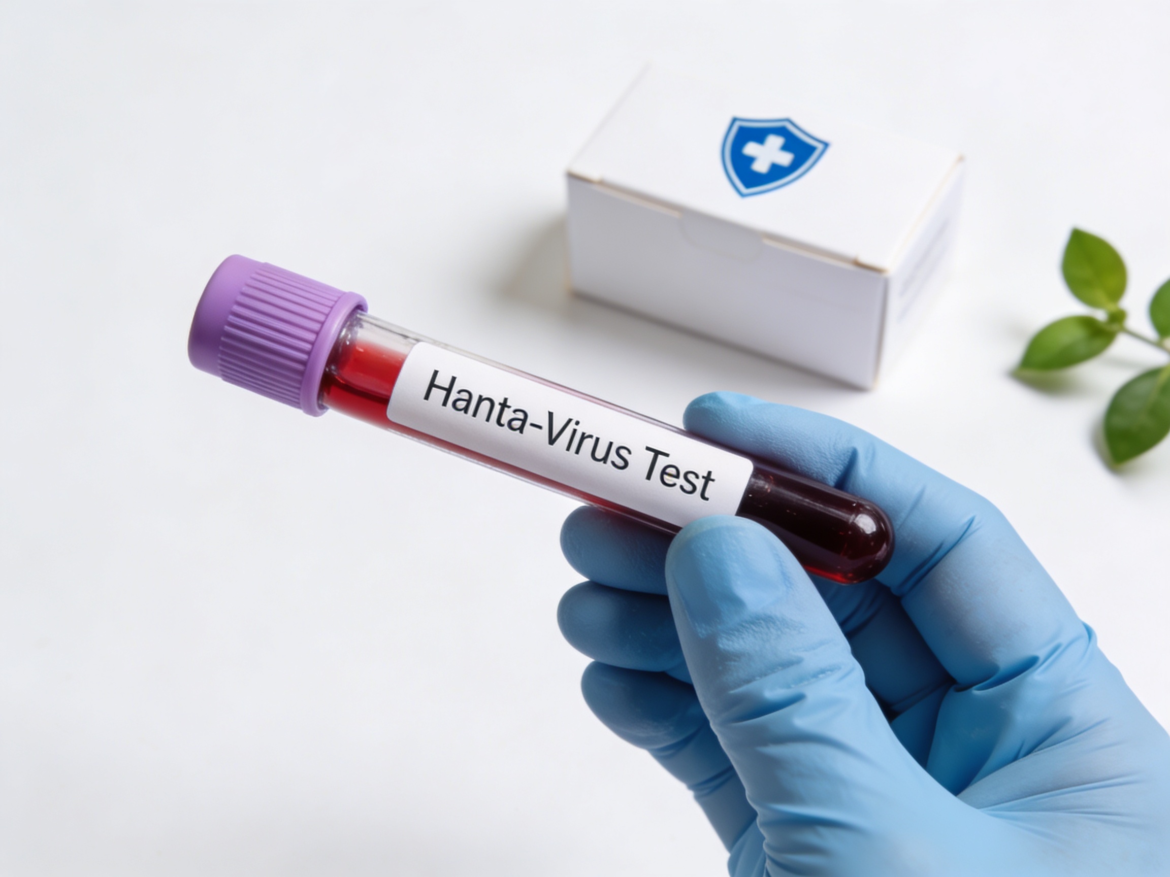 Hanta-Virus Test Reagenzglas in medizinischem Handschuh